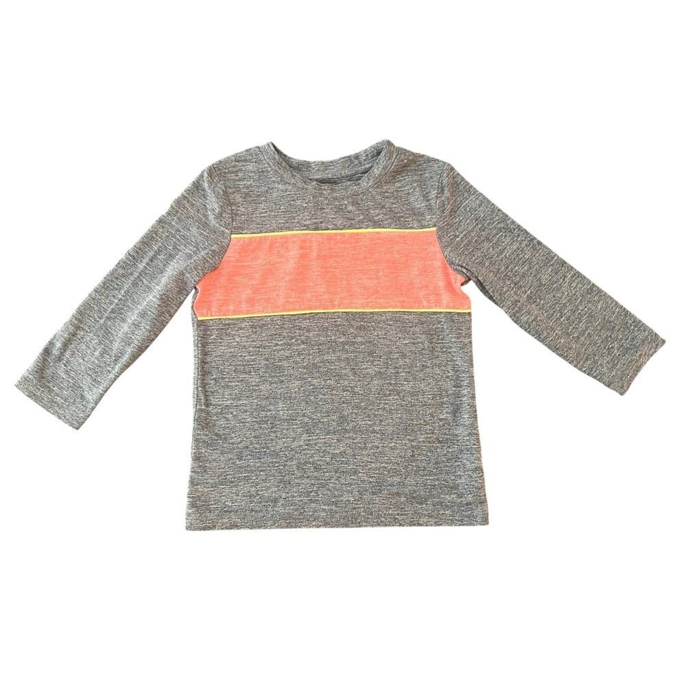 Cat & Jack Toddler Gray Heather Coral Stripe Long Sleeve Tee 2T (1055)